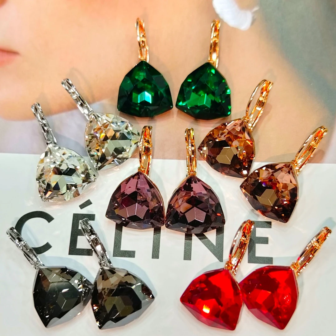 钛钢仿水晶耳饰 siwareski 耳环 时尚百搭款式 气质欧美复古