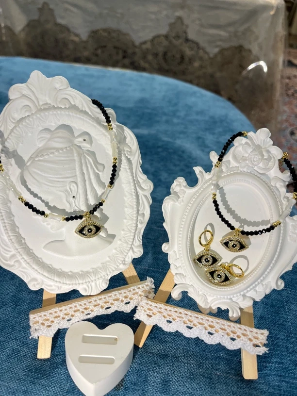 铜合金锆石项链 恶魔之眼nazarkoz手工制作带钻三件套