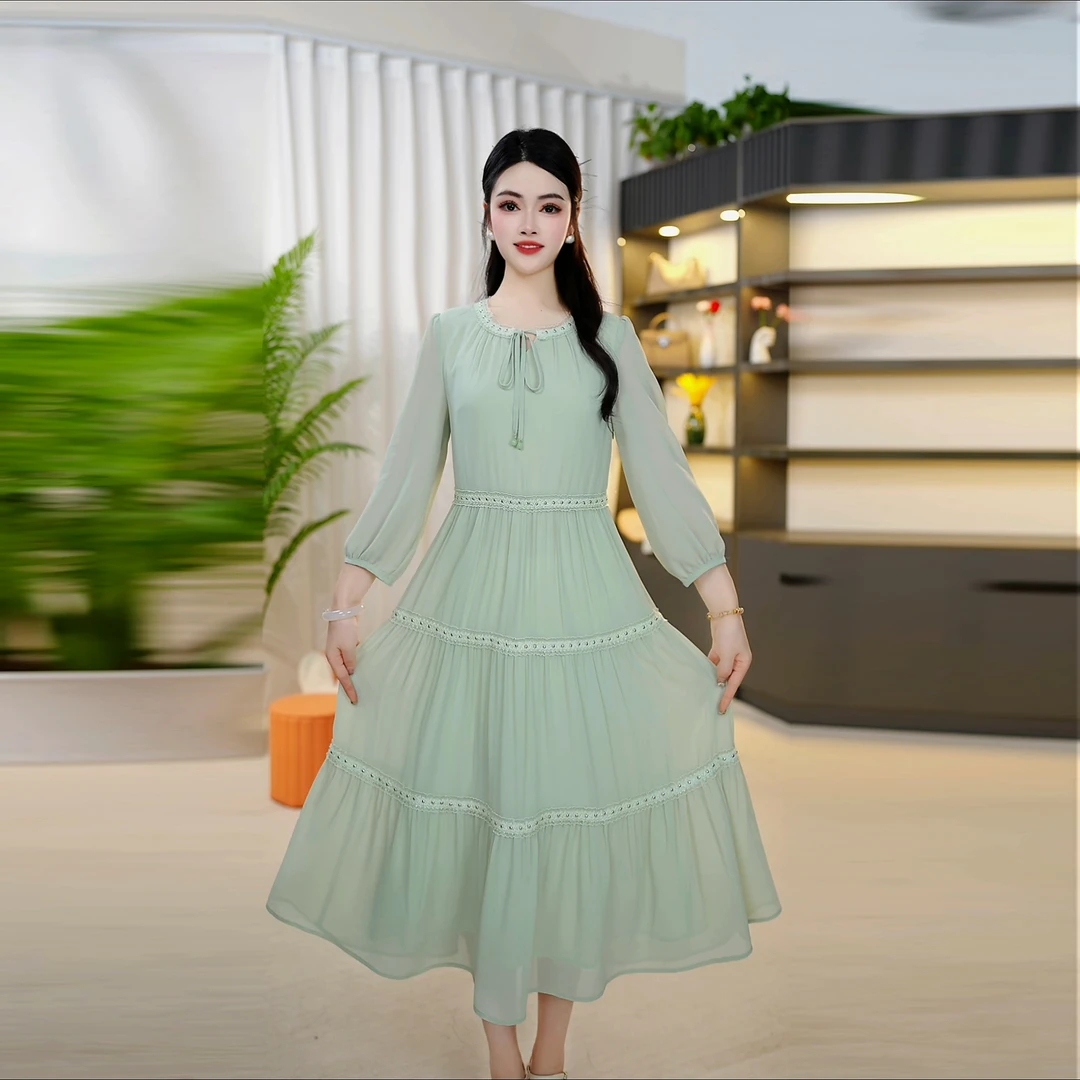 <115>2025年春季新款时尚气质优雅连衣裙中式减龄气质连衣裙