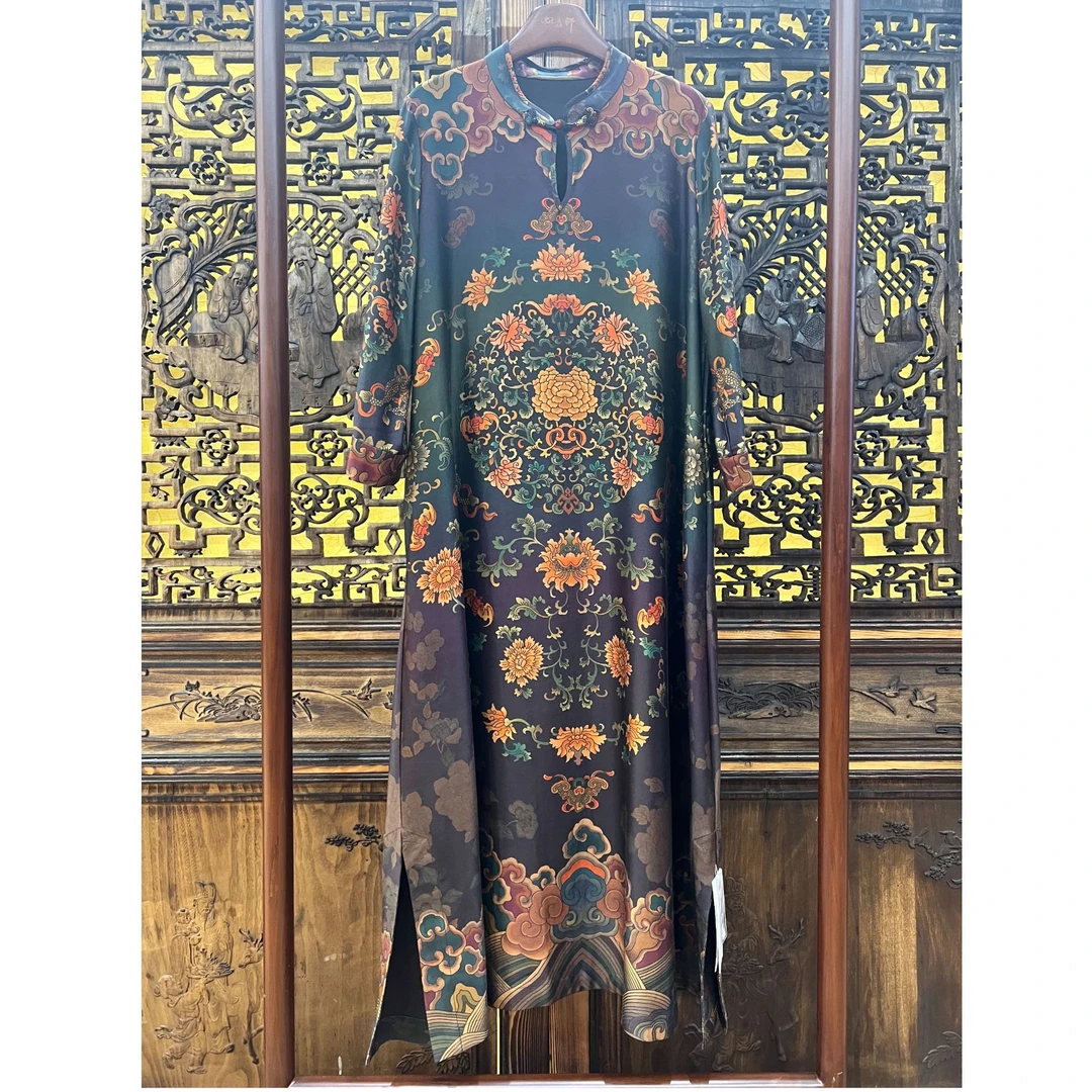 【炽垚轩】新中式国风非遗香云纱大袍子复古国风连衣裙女装