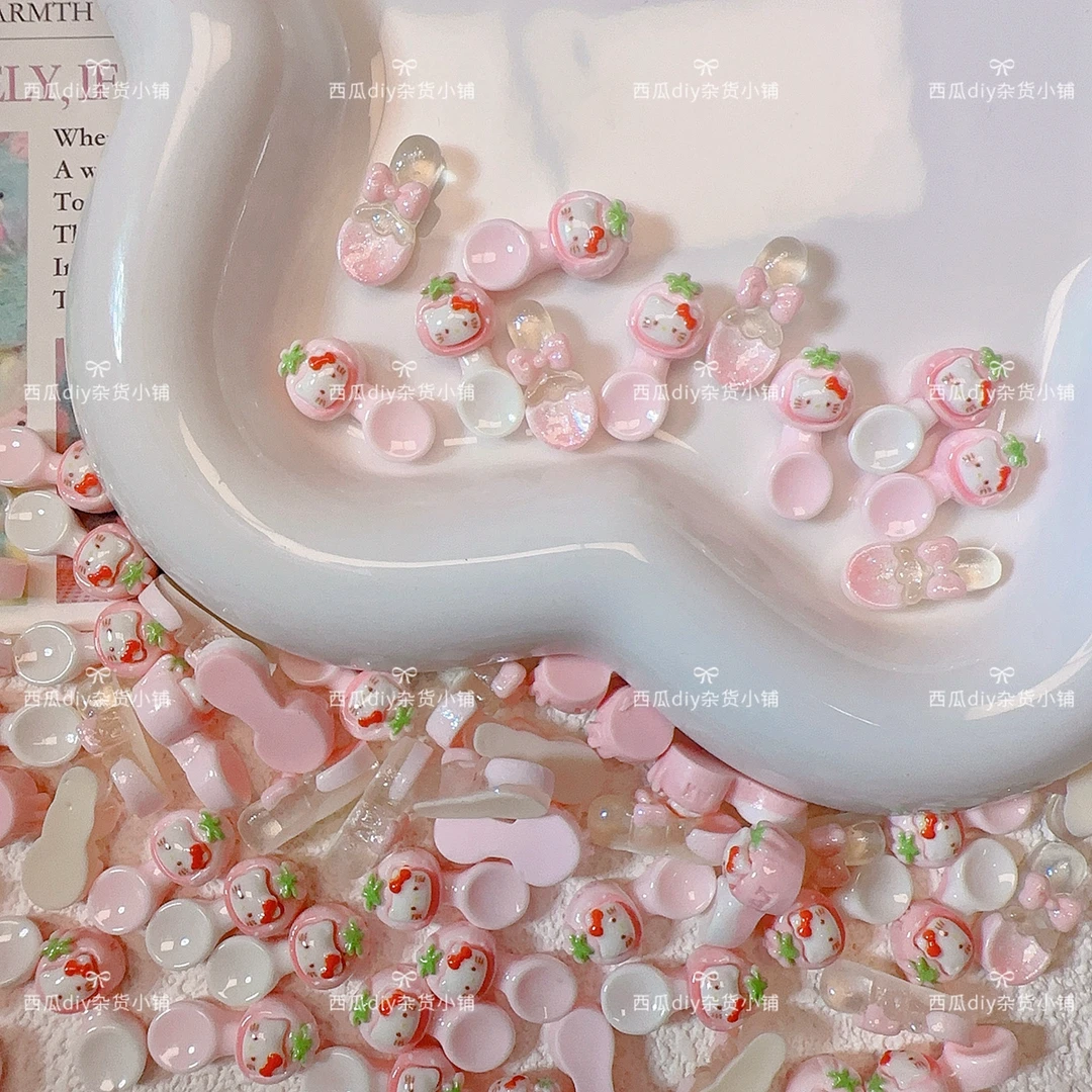 仿真定制食玩迷你草莓KT勺子diy树脂配件手工发夹冰箱贴场景材料