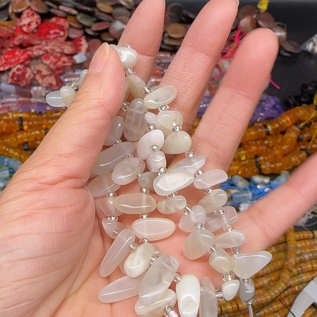 玛瑙/玉髓合金珠宝半成品白月光卡子一条