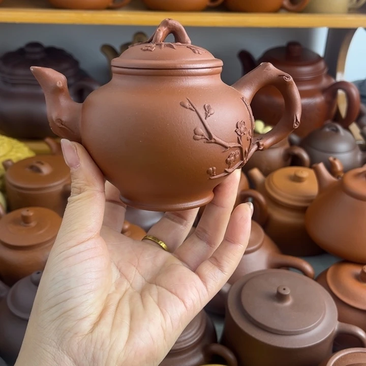紫砂茶壶250cc红泥半手微瑕（壶身微划痕）