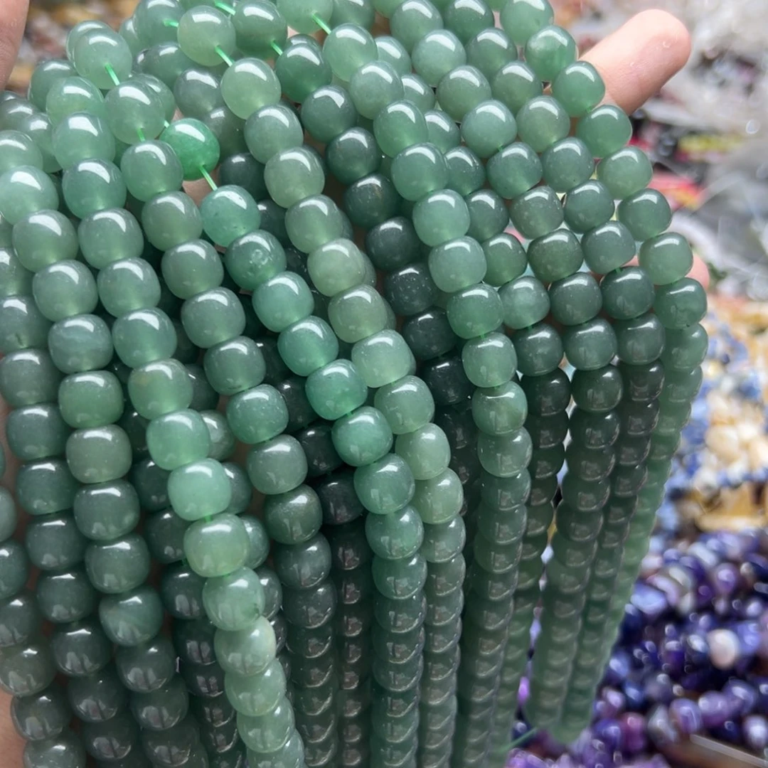 玛瑙/玉髓未镶嵌珠宝半成品一条天然10X8mm蓝水东岭玉墩墩珠