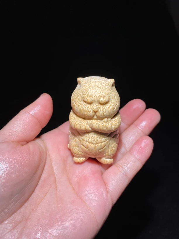 龙血金丝竹雕刻手把件摆件拽猫胖虎