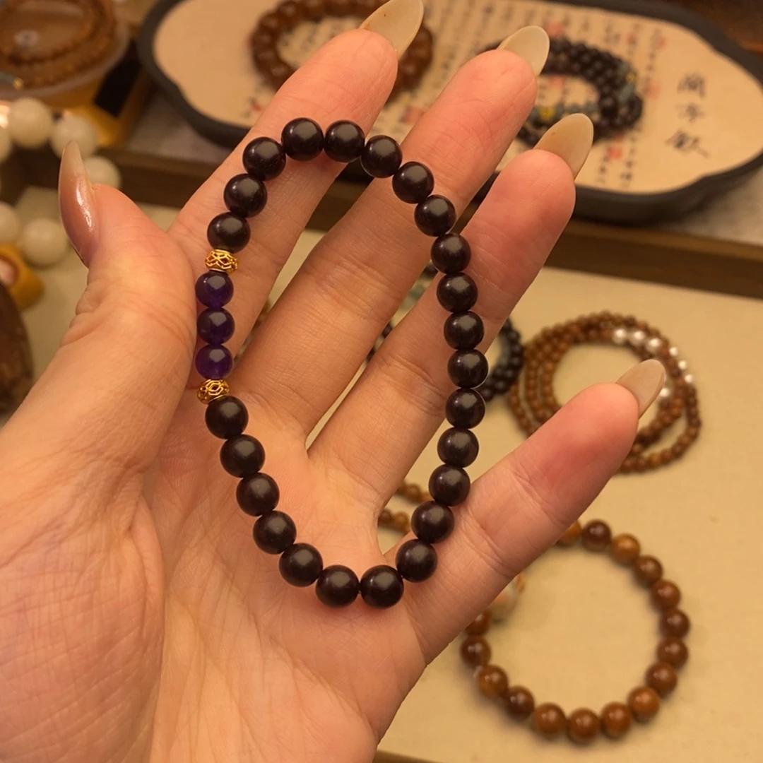 檀香紫檀（小叶紫檀）手串/手链紫色单圈