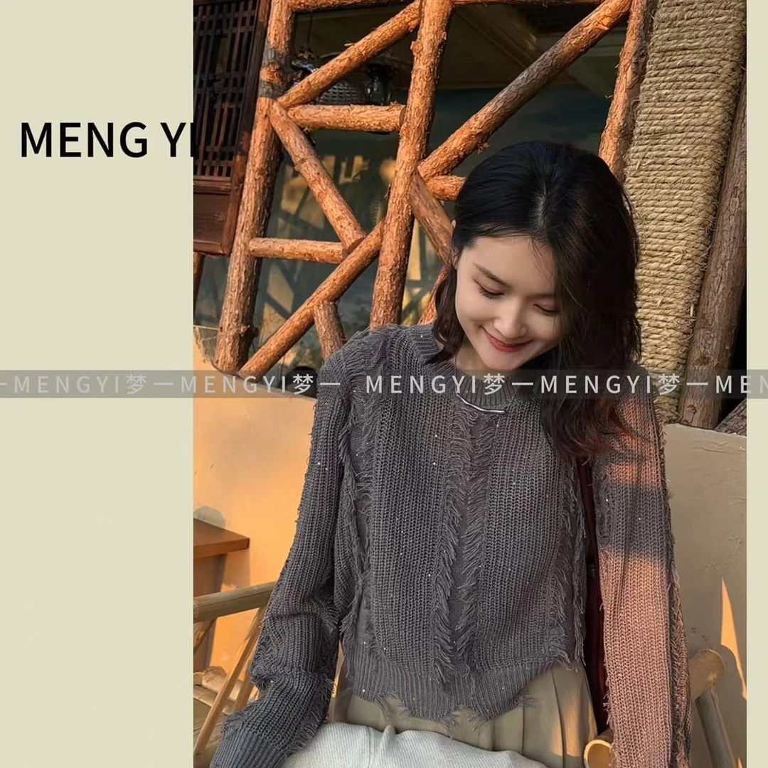 重工编织复古感毛衣套头my-5035