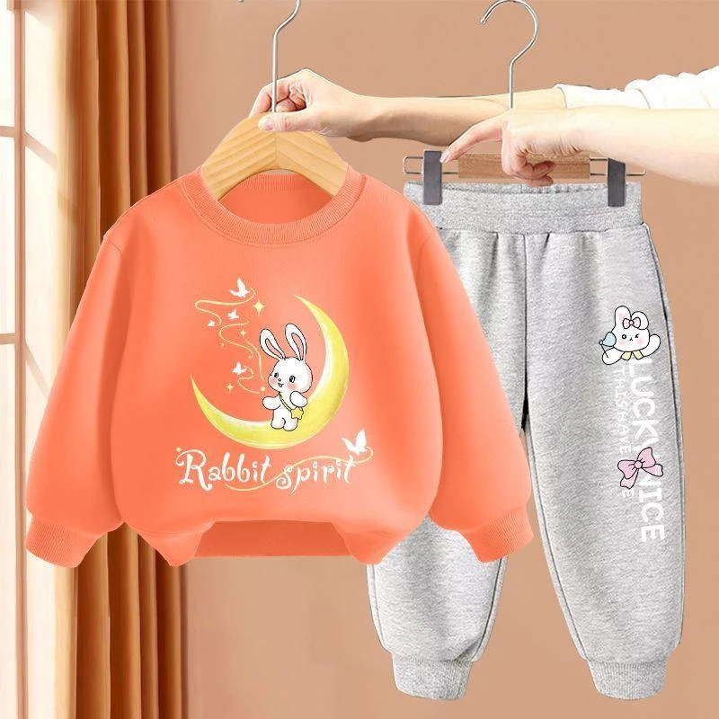 范哲萨女童春秋款套装2025新款女童春装薄款长袖春春装卡通运动套