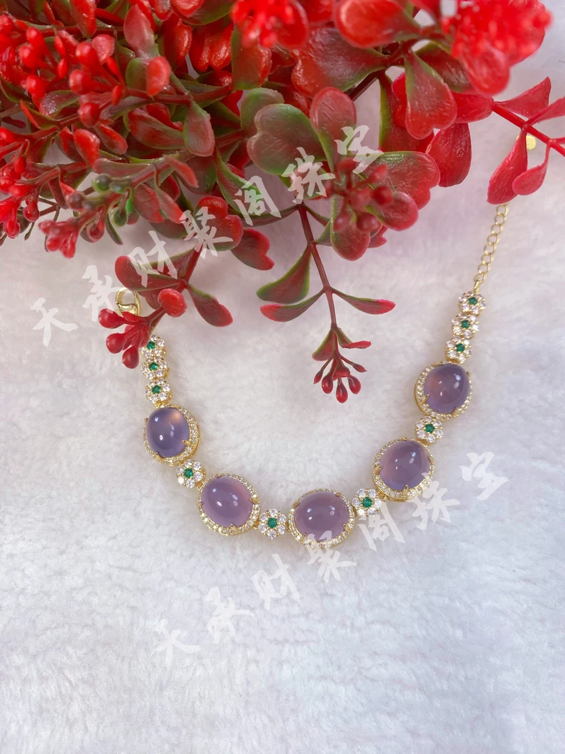 天然紫罗兰冰润高冰玉石手链