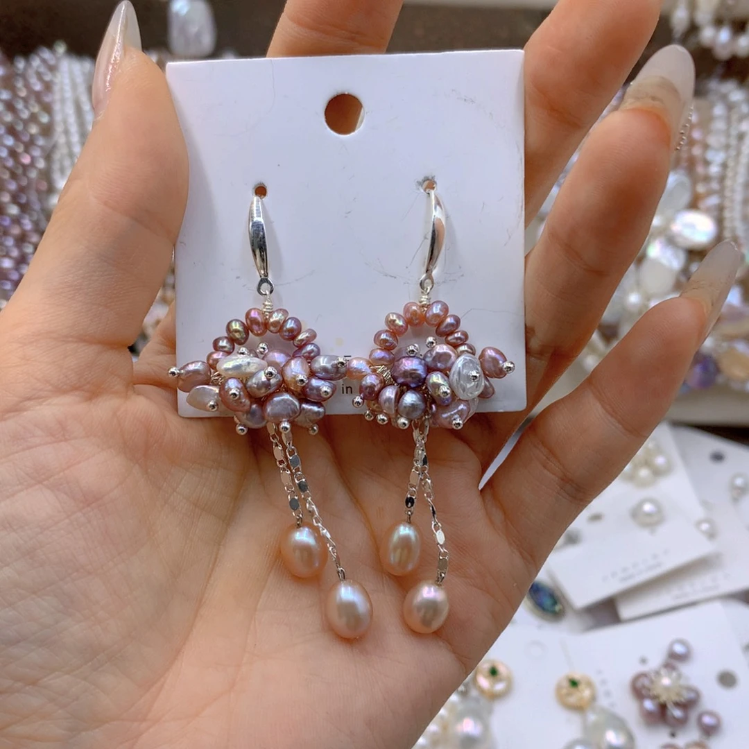 淡水珍珠耳饰银S925镶嵌