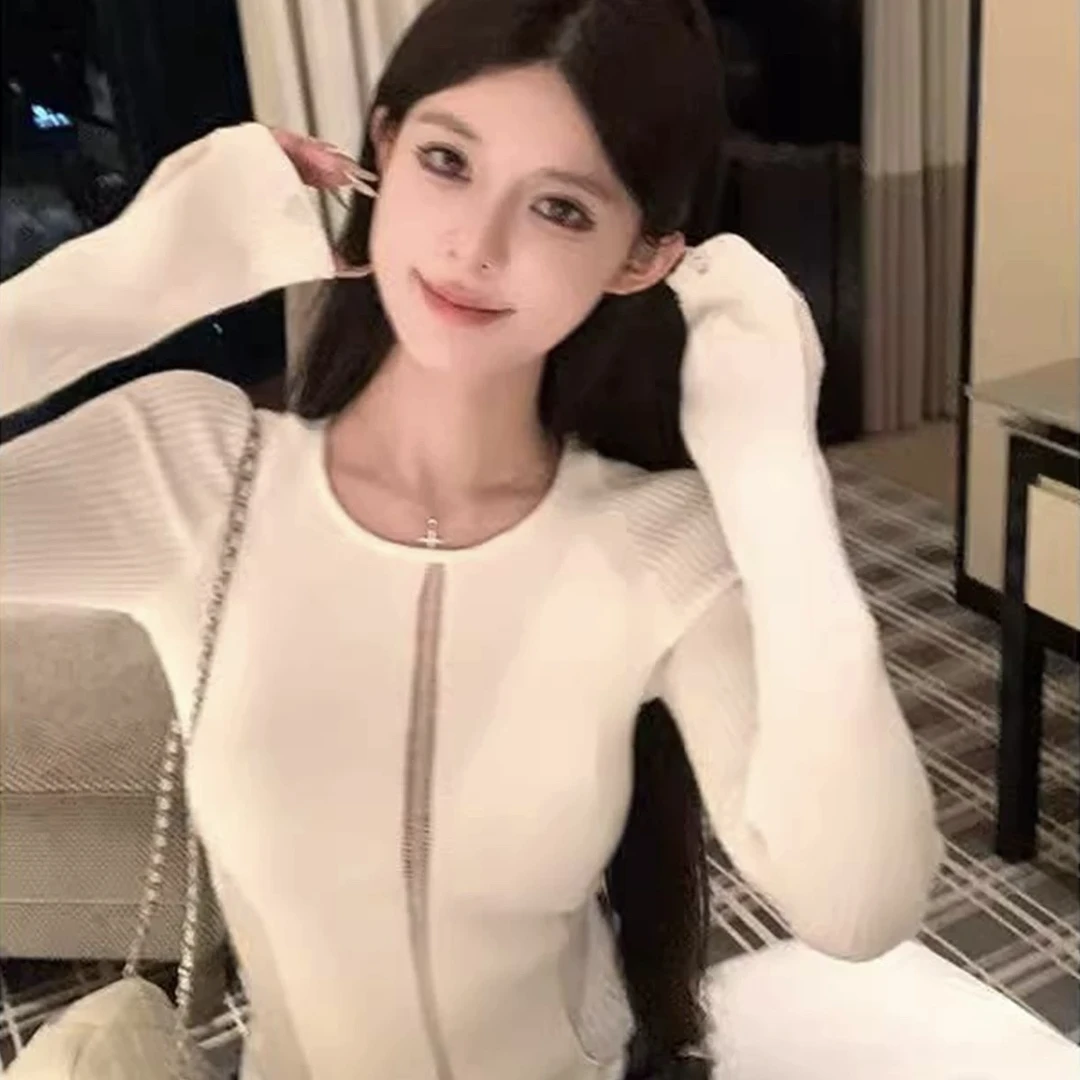 编码【01-50】纯欲风辣妹短款上衣女秋冬美式复古百搭韩版针织衫