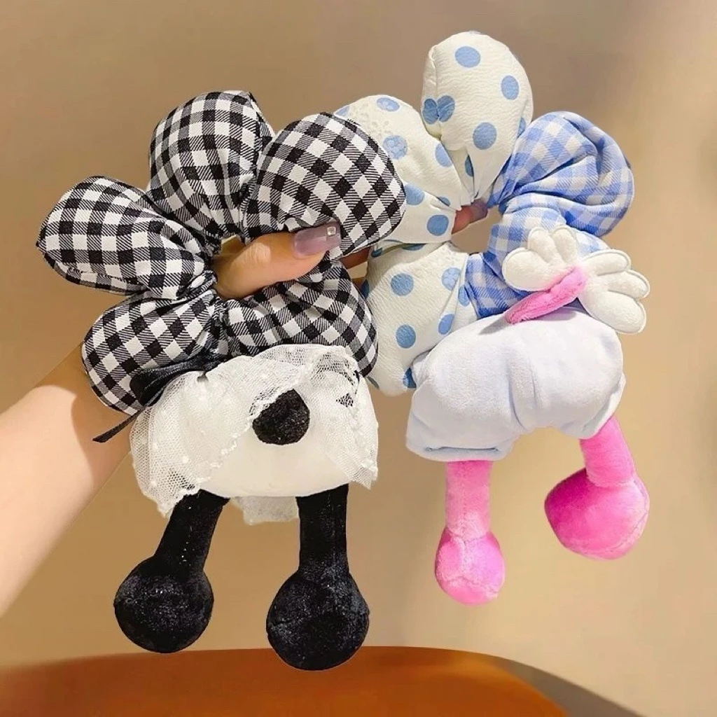 创意米奇屁屁红色新款花朵大肠发圈女秋冬丸子头绳