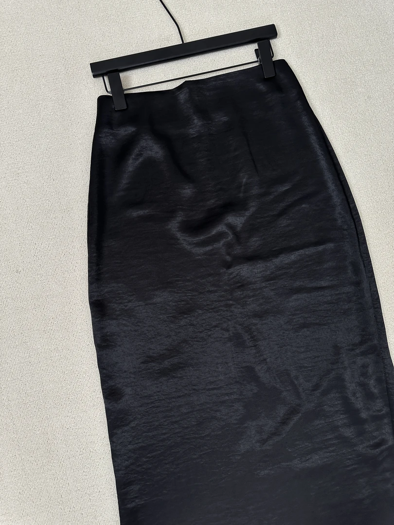 2025新薄款常规百搭简约有开叉修身中长裙半身高腰A字76878987