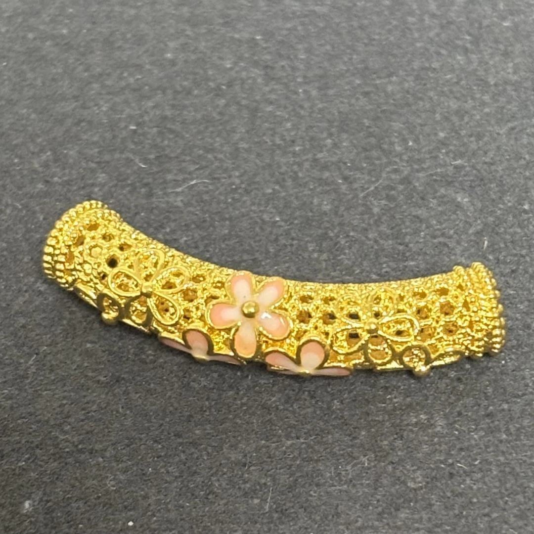 【黄金珠宝】足金999拉丝桃花弯管樱花弯管配件