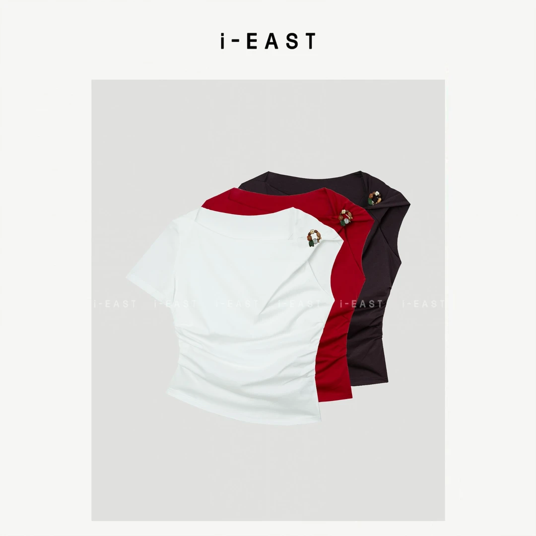 i-EAST 元气合集~修身设计短袖T恤上衣-5X SY9076