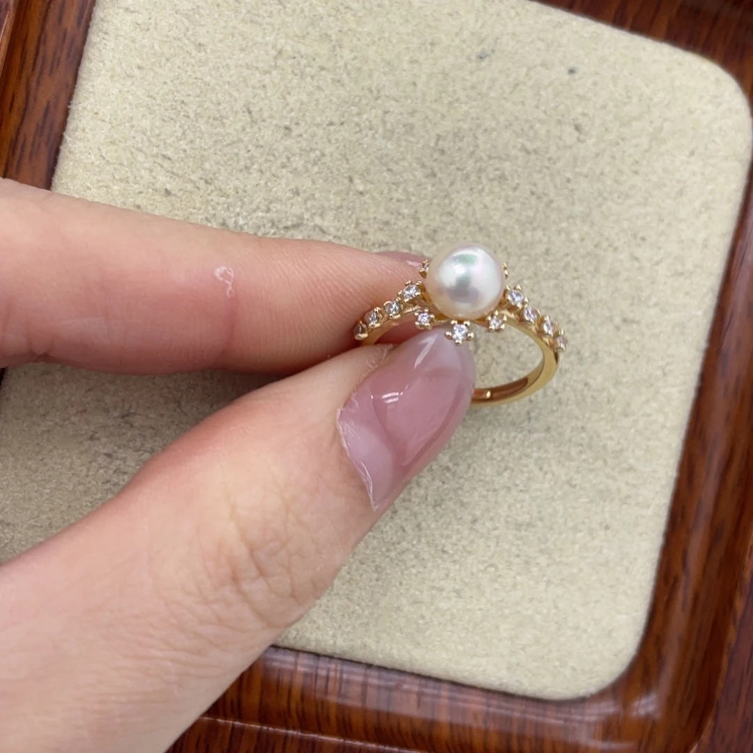 海水珍珠银S925镶嵌戒指