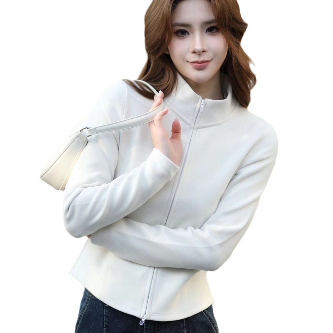 女明星同款修身显瘦拉链长袖立领秋冬厚外套上衣女外套