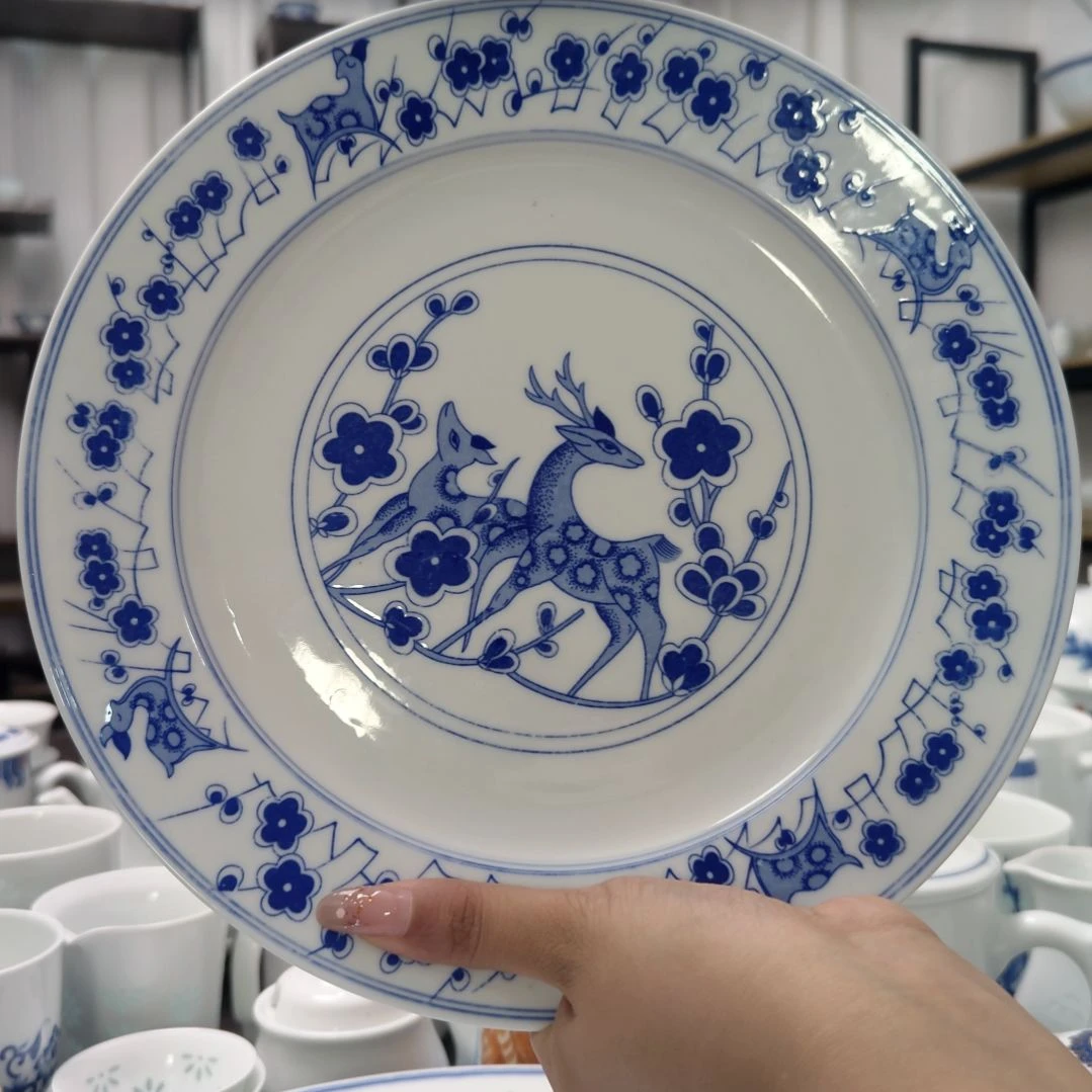 瓷双鹿10寸大盘一个