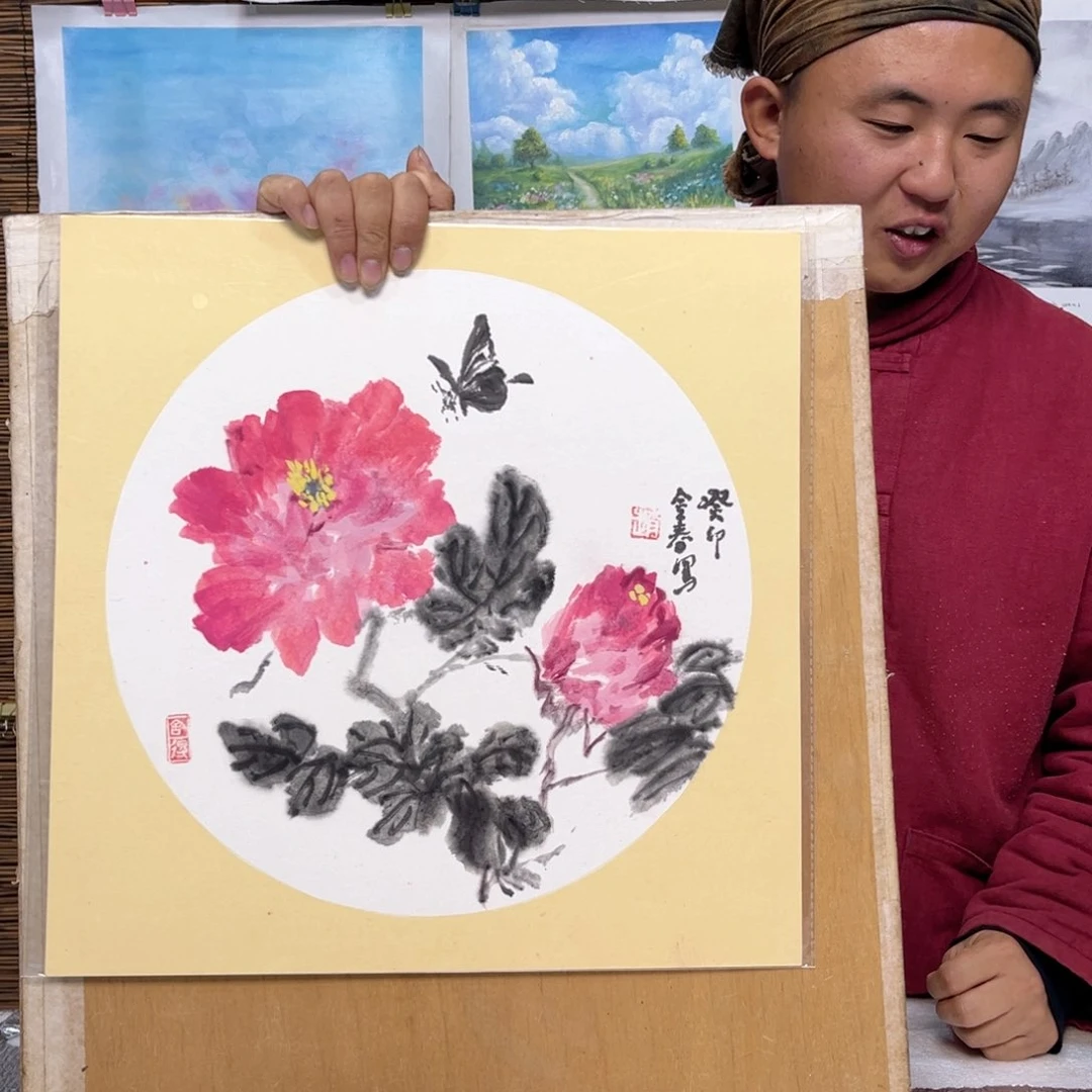 油画行路人小院绘画作品竞拍