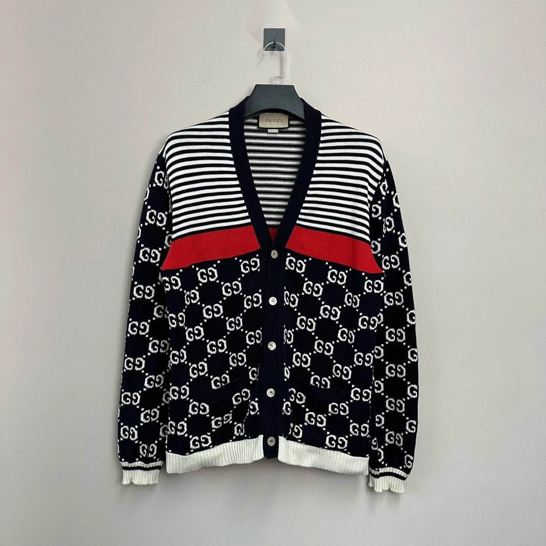 99新 GUCCI/古驰 满印条纹开衫/XXL码/价11500