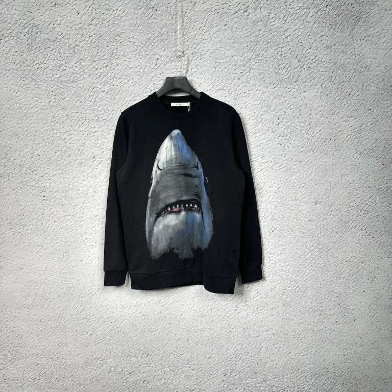 99新 Givenchy/纪梵希 黑色鲨鱼头印花卫衣/S码