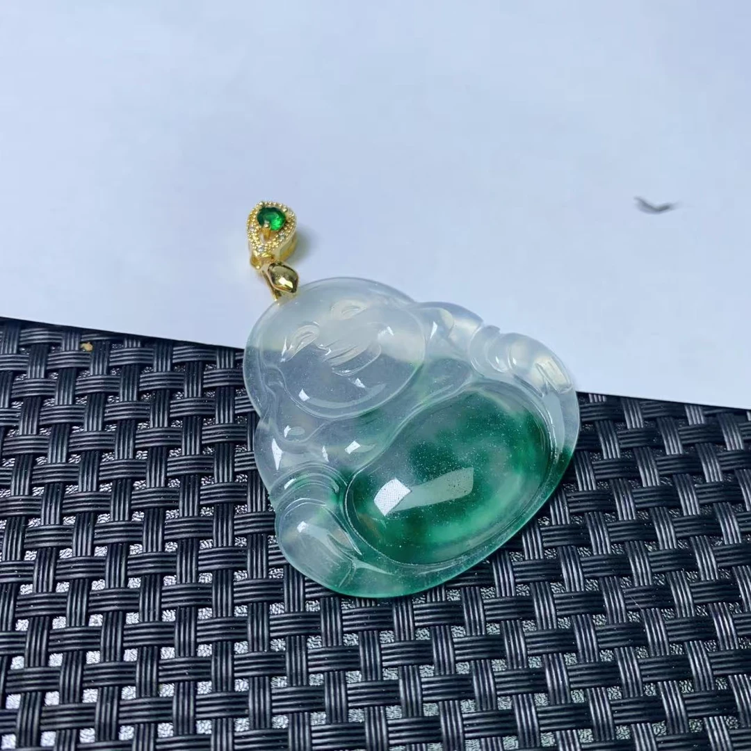 B187绿花佛公吊坠