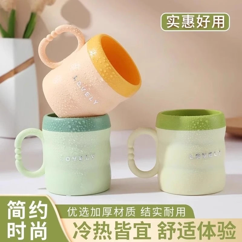双层漱口杯加厚洗漱杯仿陶瓷牙刷杯情侣刷牙漱口杯竹节杯刷牙杯