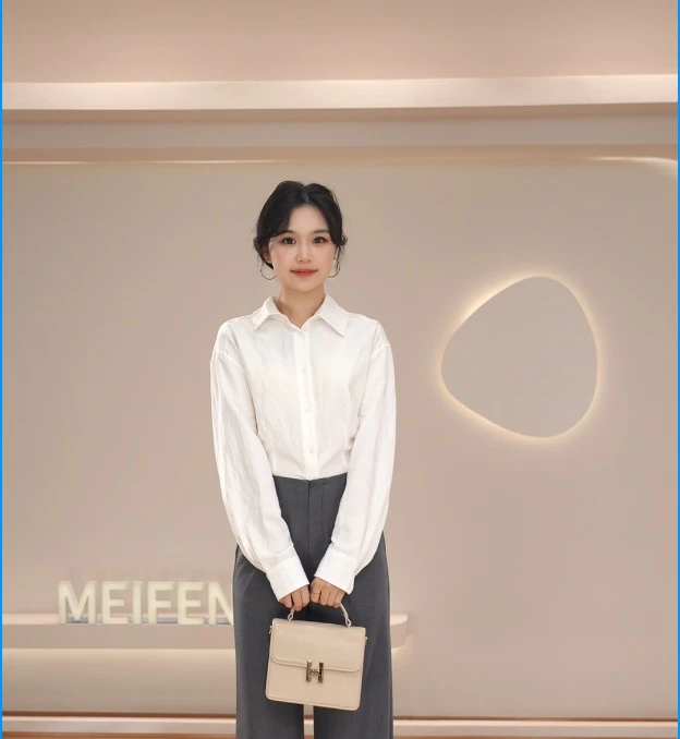 美芬轩佳佳推荐职场穿搭衬衫女长袖通勤气质V领上衣F004
