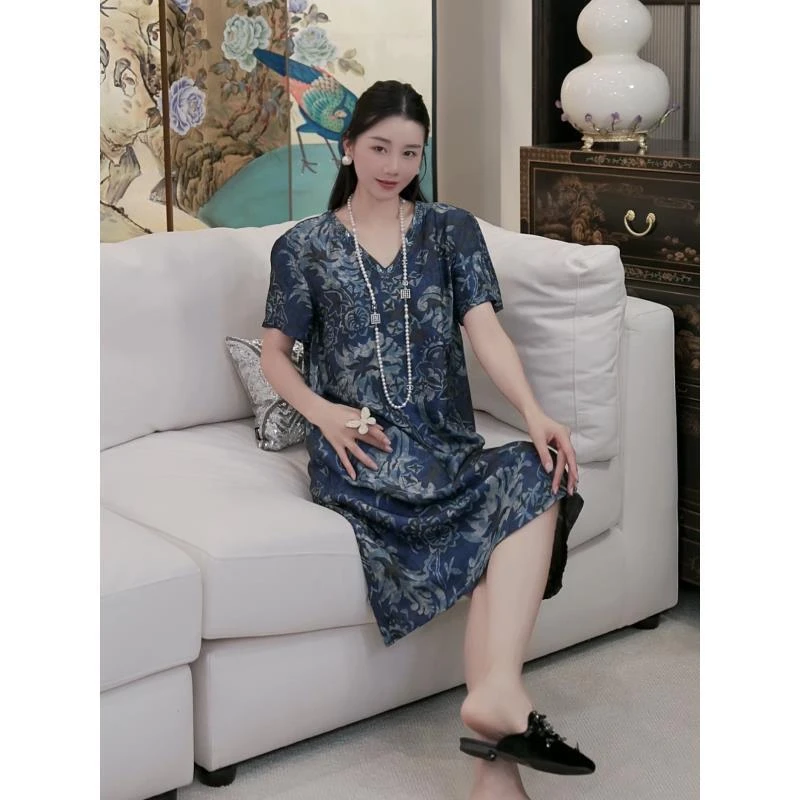 Betty Bairn【传承/只此青花】花萝香云纱桑蚕丝连衣裙25B-BW271