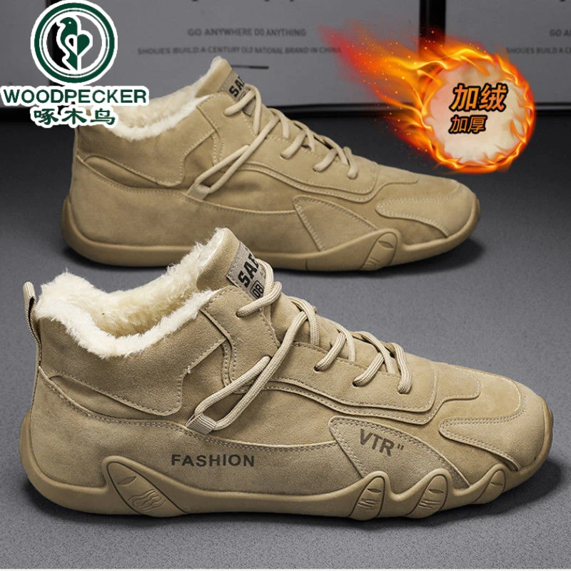 【正品】啄木鸟保暖棉靴冬季男士男款棉鞋鞋子男款冬季男士休闲鞋