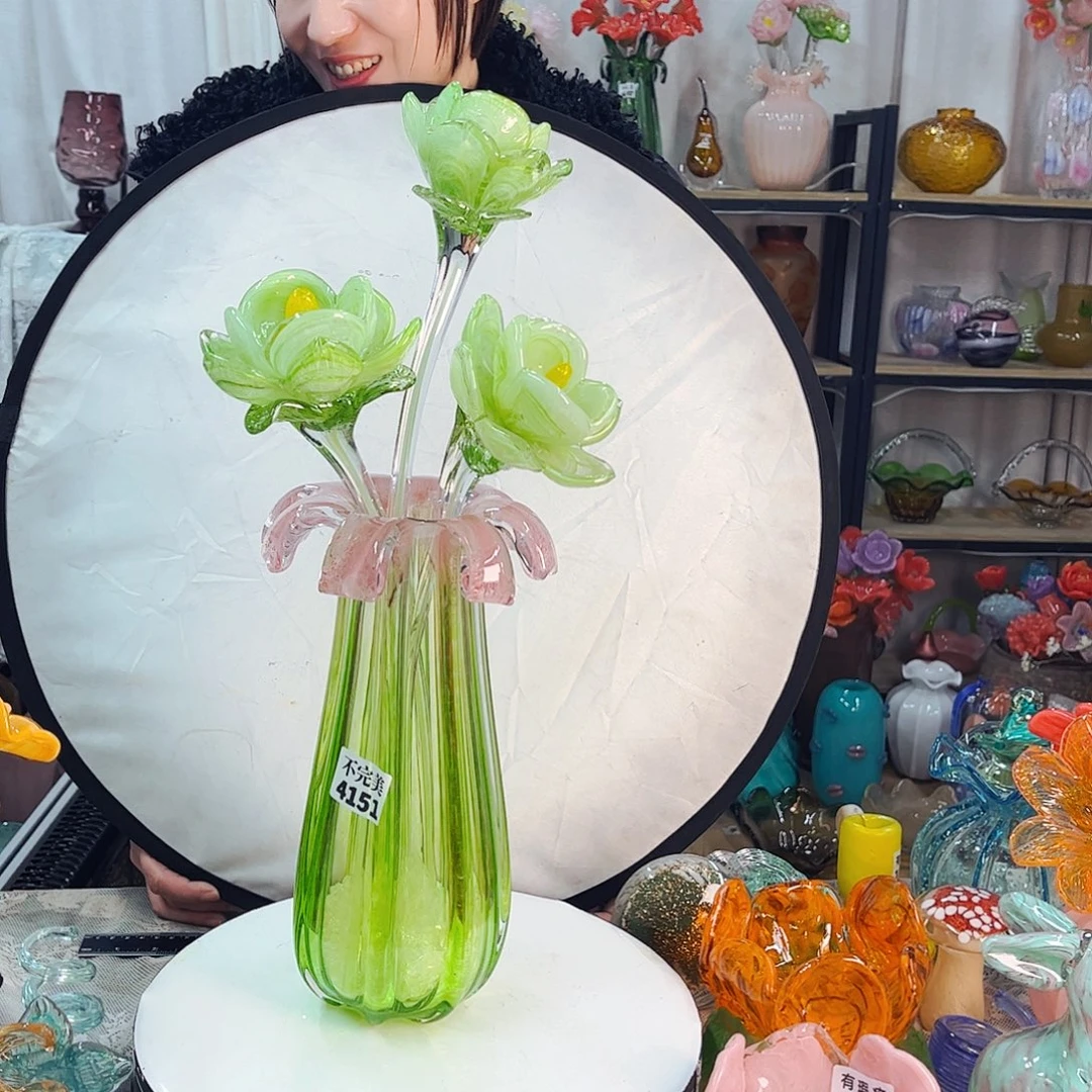 3荷花1瓶不完美家悦琉璃工艺品