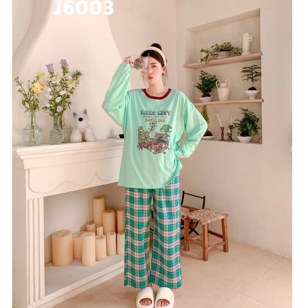 【美娜服饰】missjuju卡通撞色圆领纯棉长袖套装秋款
