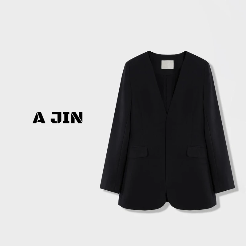 (丝丝心动)4612春秋装新款黑色显瘦风衣外套女A2