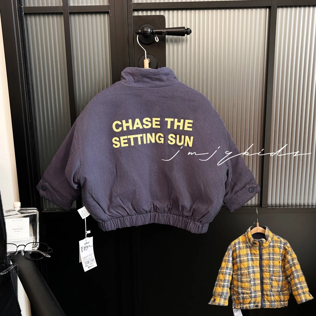 JMJQ冬季上新圆领韩版洋气拉链儿童保暖加厚夹棉两面穿外套251313