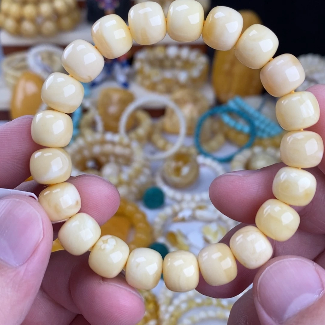 蜜蜡未镶嵌手链奶酪白特浓阿尔卑斯10.5mm