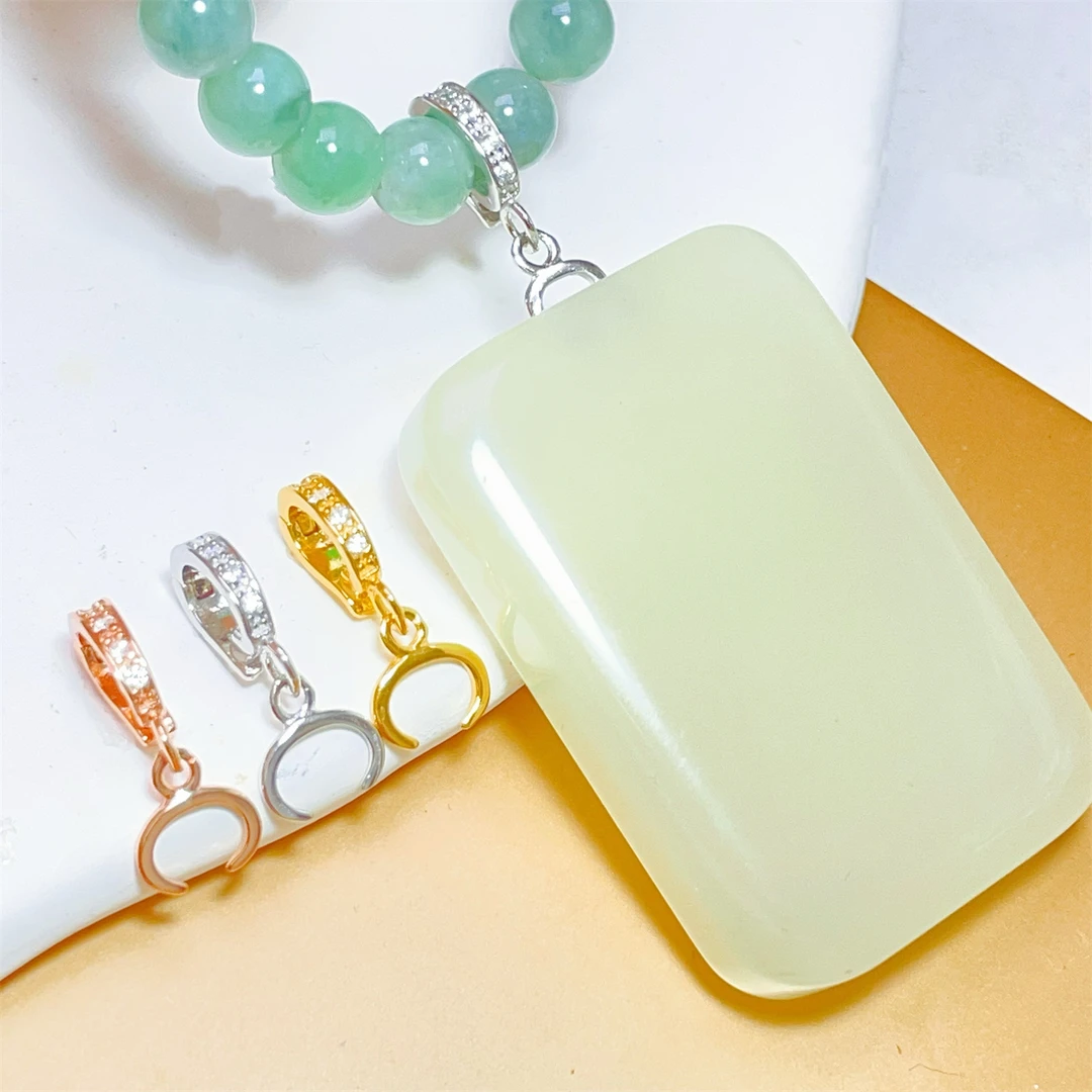 925银银制品 925银吊坠扣横孔活口左右孔牛鼻孔diy配件银扣项链扣