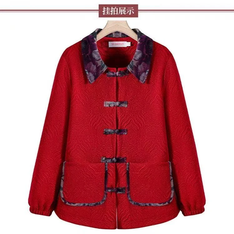 8097-中老年人秋冬装外套妈妈大衣加绒加厚衣服【13-3-1】