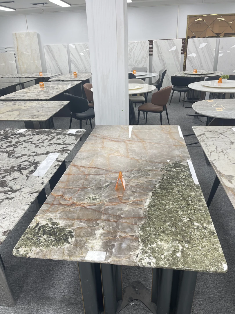 潘多拉绿钻家用奢石餐桌高端轻奢大气客长桌吃饭桌子高档别墅餐厅