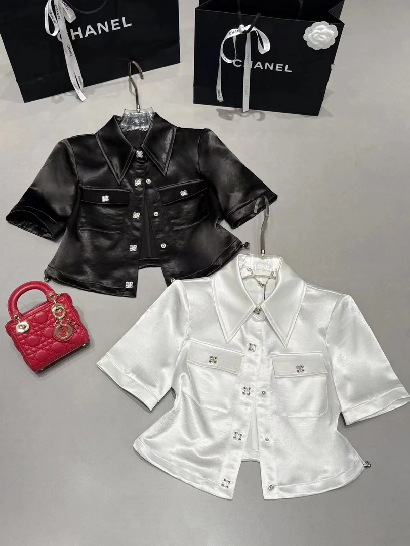 SR欧货夏款<抽绳短袖上衣>小香风气质短款上衣