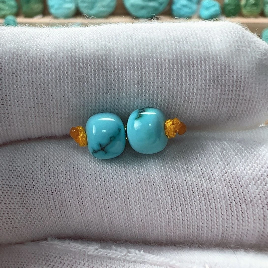 未镶嵌绿松石老型对珠6.5x5.2mm