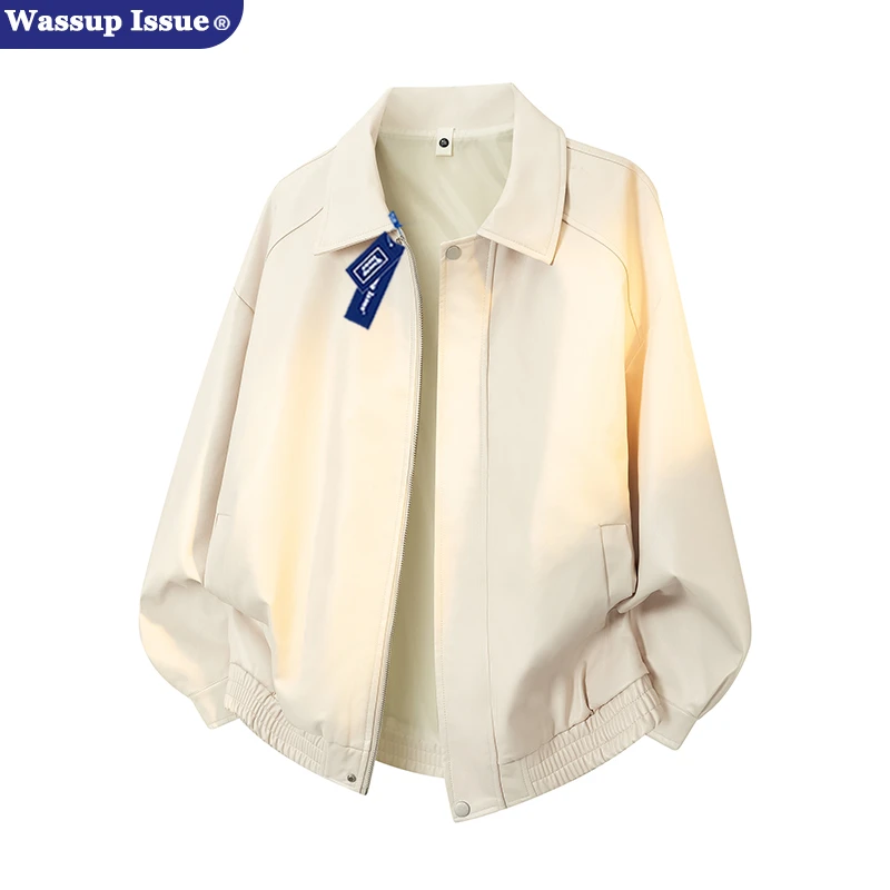 WASSUP ISSUE美式复古皮衣外套男款春秋季宽松休闲情侣机车服夹克