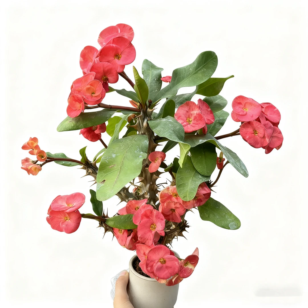 大叶大花虎刺梅雪花红色老桩阳台耐晒四季开花铁海棠盆栽好养易活