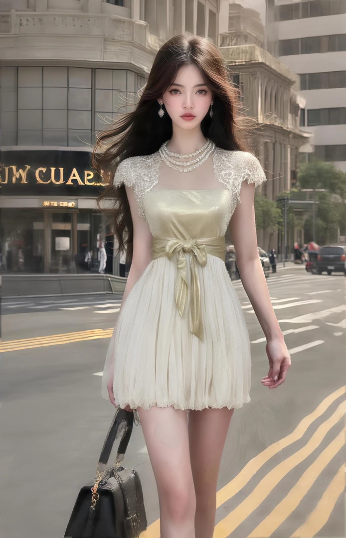 轻奢时尚高端大气新款设计感系带收腰连衣裙女小众高级氛围感裙子