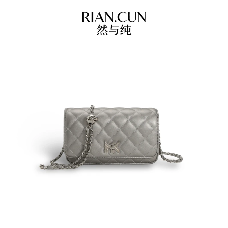 RAIN.CUN【可调节肩带】单肩包软面腋下黑色斜跨女包 FES-6100-银色