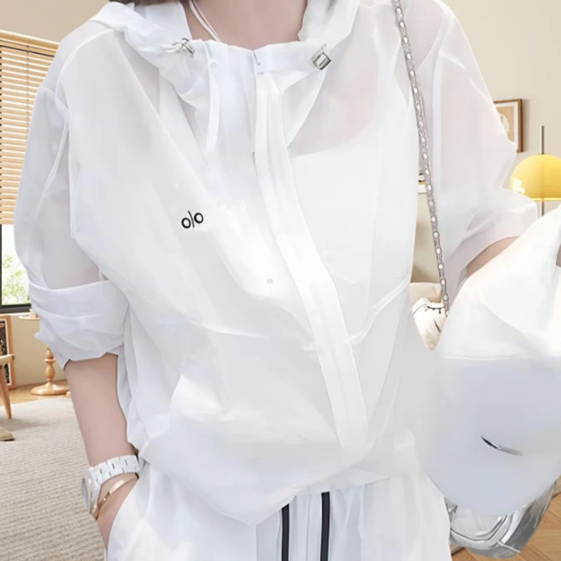 女生韩系ins衣服白色运动风两件套薄款速干防晒外套阔腿裤套装女