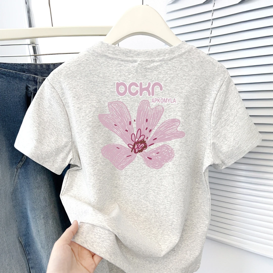 夏日季短袖白T恤女款2025新爆款小众设计感正肩百搭独特品质上衣