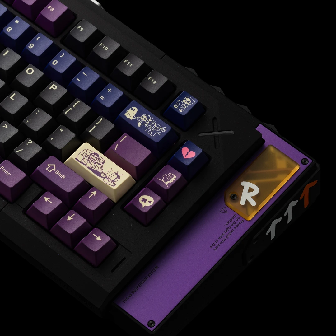 FBB个性pbt键帽DAMN死神高颜值黑紫配色1.7mm客制化机械键盘磁轴