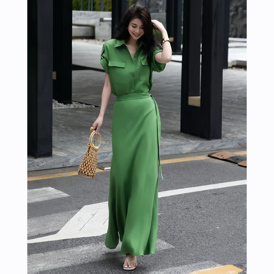 ZEROYK时尚亚麻套装2025夏季新款御姐气质宽松衬衣半身裙两件套