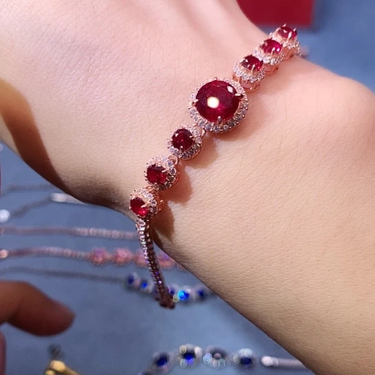 红宝石手链银S925镶嵌