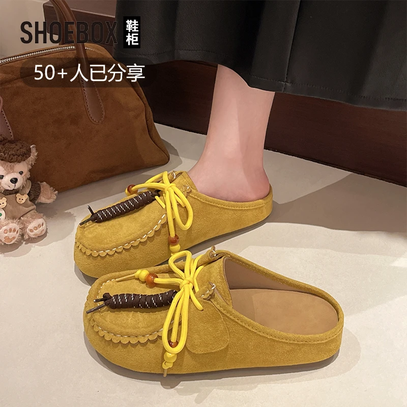 达芙妮集团旗下复古勃肯鞋女鞋子2025秋季新款百搭厚底包头半拖鞋